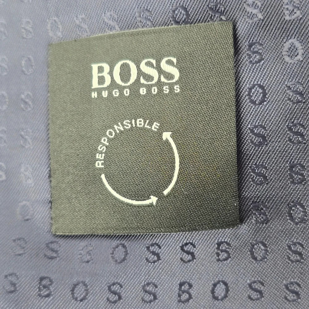 BOSS Hugo Boss Blazer Mens 40R Navy Blue Check Slim Fit Italian H-Huge-214